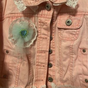 Girls Pink Embellished Jacket